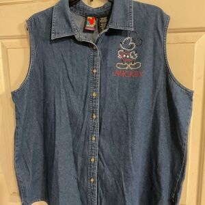 VINTAGE 90’ MICKEY MOUSE WOMENS SHIRT STUDS DESIGN 18W/20W 50”chest